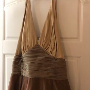 Pure silk size 8 gold halter full length gown